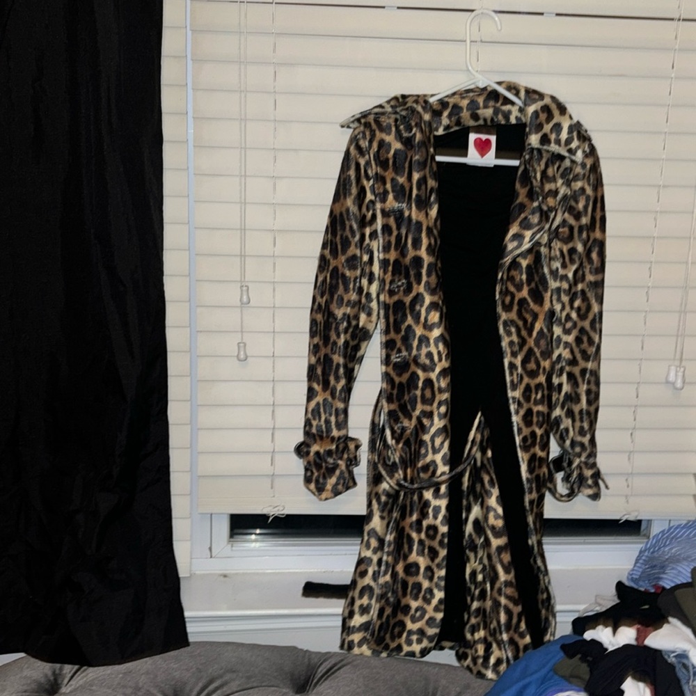 House of Fluff leopard trench coat
